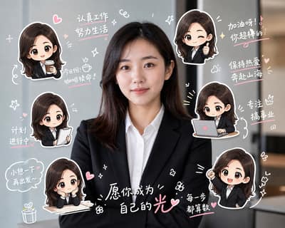 请根据用户上传的真人生活照片，创作一张高完成度的「Q版分身手账照 / Chibi Sticker Diary Photo...