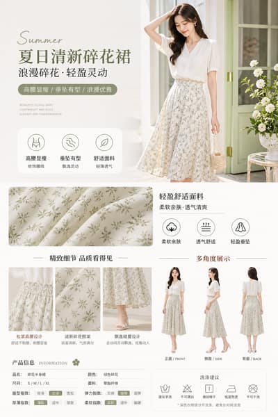 夏季女裙电商详情图